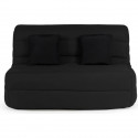 Banquette BZ Dunlopillo - Tissu Noir + 2 coussins noir - L 140 x P 99 x H 98 cm - ALICE