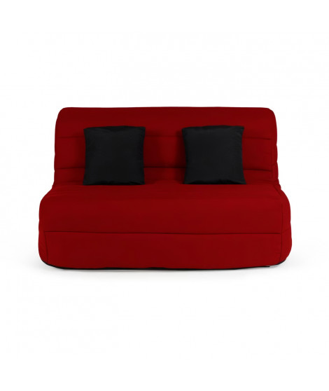 Banquette BZ Dunlopillo - Tissu Rouge + 2 coussins noir - L 140 x P 99 x H 98 cm - ALICE