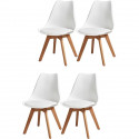 BJORN Lot de 4 chaises de salle a manger - Simili blanc - Scandinave - L 49 x P 56 cm