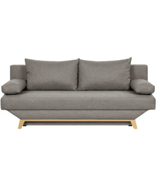 TEIJO Banquette convertible 3 places avec coffre de rangement - Tissu Taupe - L187 x P 91 x H 82 cm