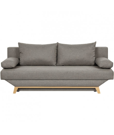 TEIJO Banquette convertible 3 places avec coffre de rangement - Tissu Taupe - L187 x P 91 x H 82 cm