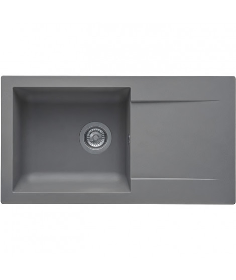 STRADOUR Evier a encastrer EINNA, en SMC GRIS BETON - 16,  1 bac, dim. 78 * 43,5 cm, vidage manuel