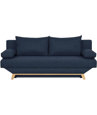 TEIJO Banquette convertible 3 places avec coffre de rangement - Tissu Bleu - L 190 x P 84 x H 92 cm