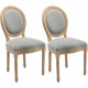GRETA Lot de 2 chaises de salle a manger - Pied bois - Tissu Gris - L 49 x P 56 x H 96 cm