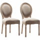 GRETA Lot de 2 chaises de salle a manger - Pied bois - Tissu lin - L 49 x P 56 x H 96 cm