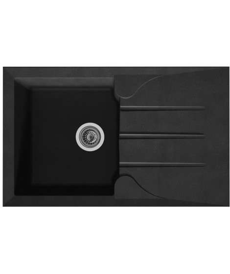 STRADOUR Evier cuisine a encastrer 1 bac + 1 égouttoir Aloa - Résine - 81 x 50 cm - Noir