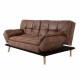 ZORA Banquette convertible clic-clac 3 places - Simili Maron et pieds en bois  - L 188 x P 88 x H 88 cm