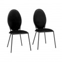 LOUIS Lot de 2 Chaises - Velours Noir - L 51 x P 96 x H 52,5 cm