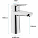 GROHE Robinet de salle de bains lavabo Start Edge, mousseur économie d'eau, sans tirette, taille M, chromé, 23775000