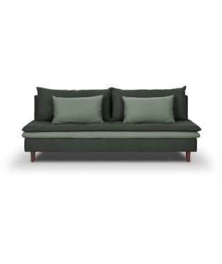 Banquette convertible 3 places MASSA - Tissu vert kaki - L 195 x P 86 x H 82 cm