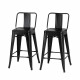 Lot de 2 tabourets industriel en métal -  Noir - L 30,5 x P 30,5 x H 61 cm - FACTORY