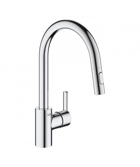 GROHE Robinet de cuisine évier Feel, douchette extractible, rotation 360°, bec en U, inverseur 2 jets, mitigeur cuisine 31486001