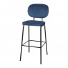 Lot de 2 tabourets de bar - Métal et velours - 43 x 55 x 108 cm - Bleu - GLORIA