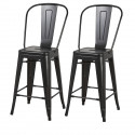 Lot de 2 tabourets industriel en métal - Noir - L 30,5 x P 30,5 x H 61 cm - MECANO