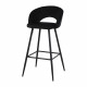 Lot de 2 tabourets de bar - Métal & velours noir - 44x52x97cm - CLARS