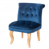 JODIE Fauteuil crapaud - Pieds en bois - Velours bleu - L 56 x P 63 x H 73 cm