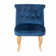 JODIE Fauteuil crapaud - Pieds en bois - Velours bleu - L 56 x P 63 x H 73 cm