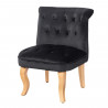 JODIE Fauteuil crapaud - Pieds en bois - Velours noir - L 56 x P 63 x H 73 cm