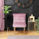 JODIE Fauteuil crapaud - Pieds en bois - Velours rose - L 56 x P 63 x H 73 cm