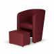 NUNO Fauteuil cabriolet + pouf en simili rouge - L 59 x P 63 x H 77 cm