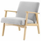 TULIO Fauteuil scandinave - Tissu gris et bois massif - L 63 x P 78 x H 75 cm