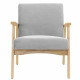 TULIO Fauteuil scandinave - Tissu gris et bois massif - L 63 x P 78 x H 75 cm