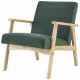 TULIO Fauteuil scandinave - Tissu vert et bois massif - L 63 x P 78 x H 75 cm