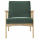 TULIO Fauteuil scandinave - Tissu vert et bois massif - L 63 x P 78 x H 75 cm