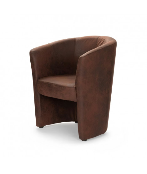 Fauteuil Simili marron foncé - L 59  x P 63  x H 77 cm - ARCADE