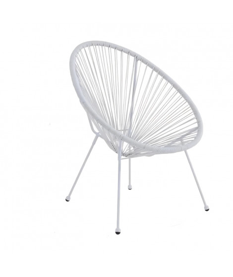 MANA Fauteuil design en forme d'oeuf - cordage en plastique blanc