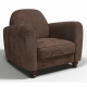 Fauteuil club IKAINEN - Tissu Marron - Vintage - L 89 x P 81 x H 75 cm