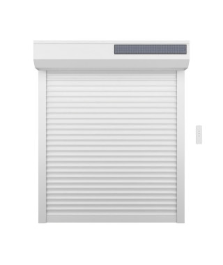 Volet roulant solaire H140 x L120 cm en PVC recoupable en largeur et hauteur - Coloris blanc -