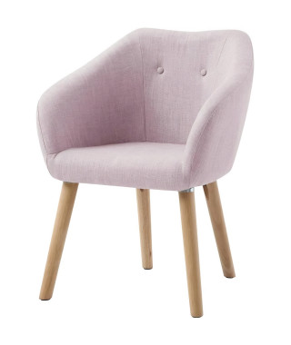 Fauteuil CANDY - Tissu polyester rose poudré - Scandinave - L 42 x P 60 x H 79 cm