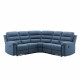 Canapé d'angle relax manuel 5/6 places - AUGUST - Tissu Bleu - L 211 x P 136 x H 100 cm