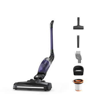 ROWENTA RH1238WO Aspirateur balai sans fil, Tube flexible, Compact, Tous types de surface, Autonomie 40 min, X-Trem, Noir/violet