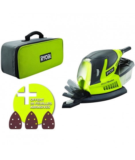 RYOBI Ponceuse triangulaire 100 W + 20 abrasifs