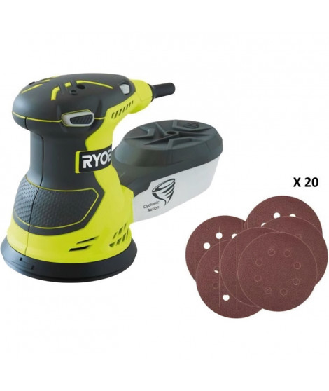 RYOBI Ponceuse excentrique + 20 feuilles - 300W