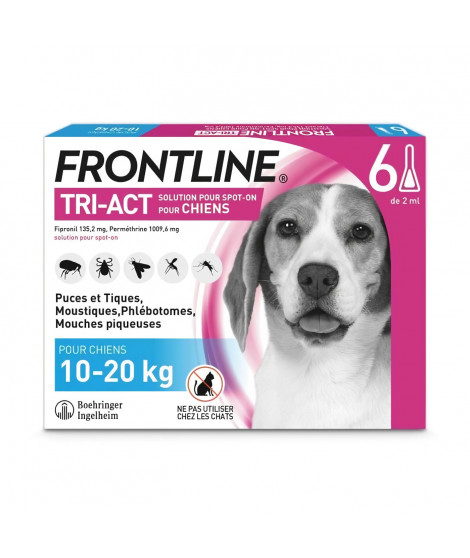 Frontline Tri-Act Chiens M 10-20 kg 6 Pipettes