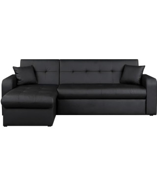 Canapé d'angle réversible convertible 3 places - Simili noir - Contemporain - L 235 x P 85 - 153 cm - ROMAN