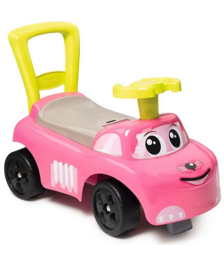 SMOBY - Porteur auto Rose - Fonction Trotteur - Volant Directionnel