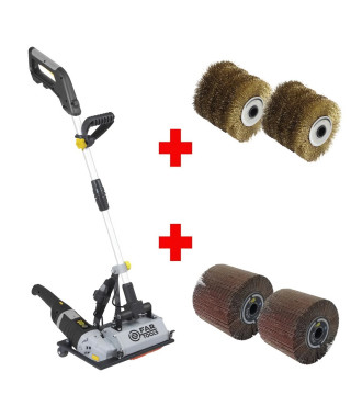 FARTOOLS PACK GRAND RENOVATEUR SUR PIED POUR SURFACE AU SOL + 2 BROSSES FIL LAITONNE + 2 BROSSES LAMELLES ABRASIVES