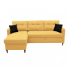 Canapé d'angle fixe réversible FALSLEV - Tissu jaune + 2 coussins noir - L 215 x P 145 x H 93 cm