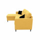 Canapé d'angle fixe réversible FALSLEV - Tissu jaune + 2 coussins noir - L 215 x P 145 x H 93 cm