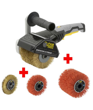 FARTOOLS PACK REX120C RENOVATEUR EXTERIEUR + BROSSE METALLIQUE DE PRECISION + BROSSE A LANIERE ABRASIVE DE PRECISION