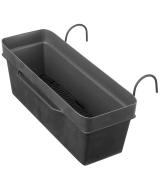 DEROMA KIT Jardiniere avec reserve d'eau Like Anthracite 49x28 cm