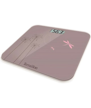 TERRAILLON - Balance Pese Personne Électronique - Ultra-Plat, Marche/Arret Automatique, Grand Écran LCD, 150kg - Eden, Rose