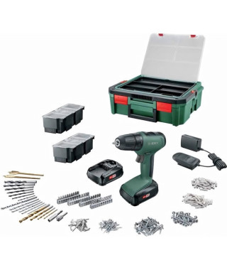 Perceuse-visseuse Bosch - UniversalDrill 18 (Livrée avec 2 batteries 1,5Ah, SystemBox, 241 accessoires)