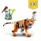 LEGO 31129 Creator 3 en 1 Sa Majesté le Tigre, Jouets Animaux pour Filles et Garçons des 9 Ans, Figurines Panda, Poisson
