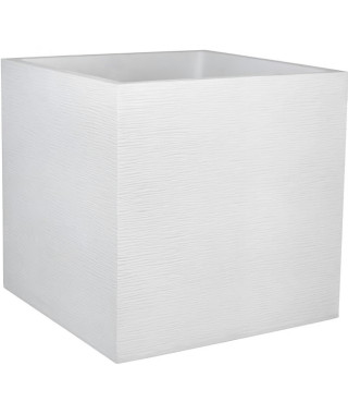 EDA PLASTIQUE Bac a fleurs carré Graphit - 57 L - 49,5 x 49,5 x 49,5 cm - Blanc cérusé