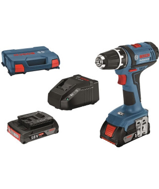 Perceuse visseuse Bosch Professional - GSR 18-2-LI (2 batteries de 2,0 Ah, chargeur GAL 18 V-20, L-Case)